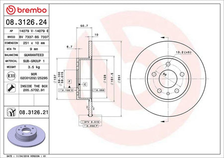 Brembo 08.3126.21 Brake Disc - 2