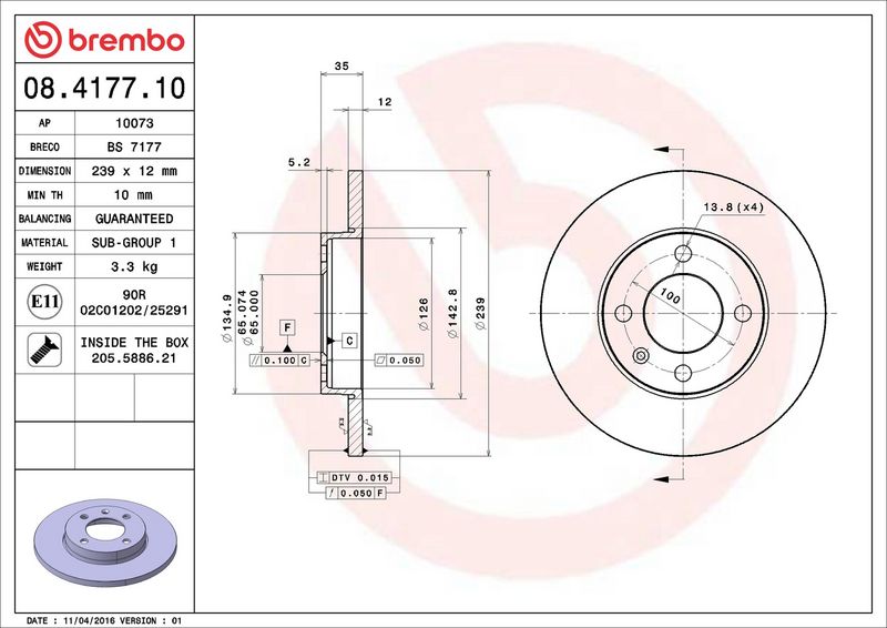 Brembo 08.4177.10 Brake Disc - 2