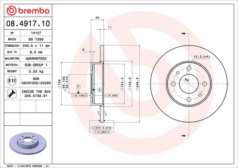 Brembo 08.4917.10 Brake Disc - 2