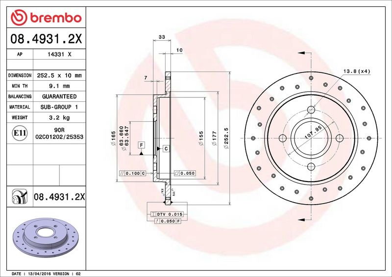 Brembo 08.4931.2X Brake Disc - 2