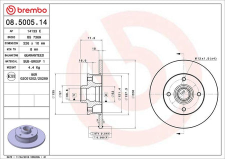 Brembo 08.5005.14 Brake Disc - 2