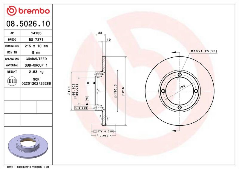 Brembo 08.5026.10 Brake Disc - 2