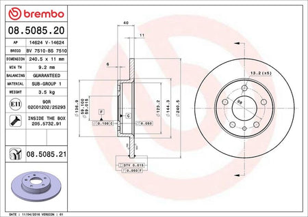 Brembo 08.5085.21 Brake Disc - 2