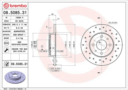 Brembo 08.5085.31 Brake Disc - 2