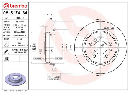 Brembo 08.5174.34 Brake Disc - 2