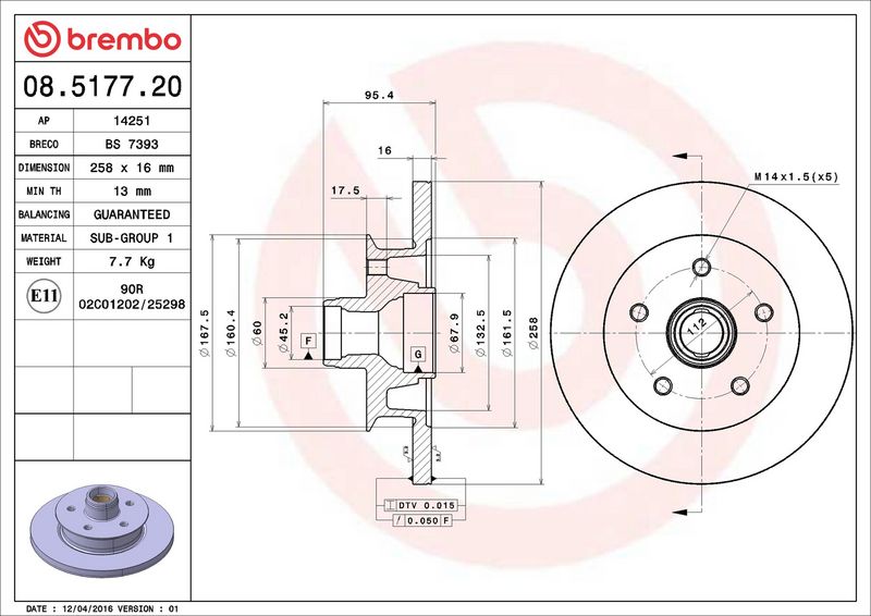 Brembo 08.5177.20 Brake Disc - 2