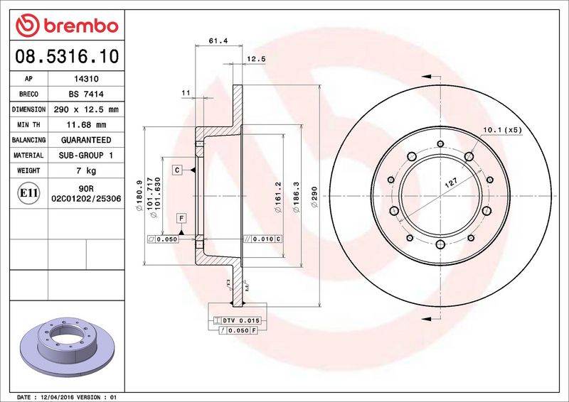 Brembo 08.5316.10 Brake Disc - 2