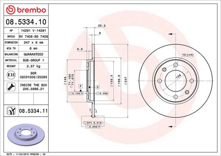 Brembo 08.5334.11 Brake Disc - 2
