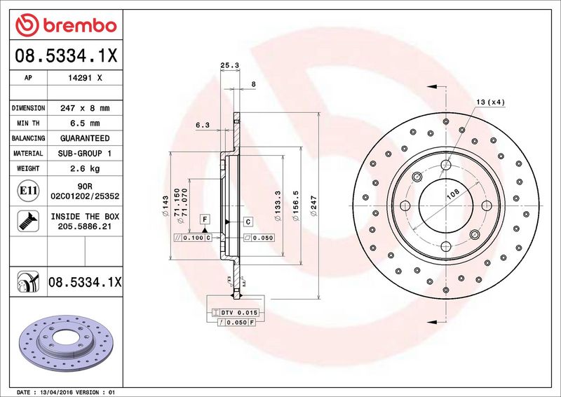 Brembo 08.5334.1X Brake Disc - 2