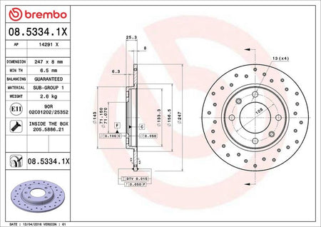 Brembo 08.5334.1X Brake Disc - 2