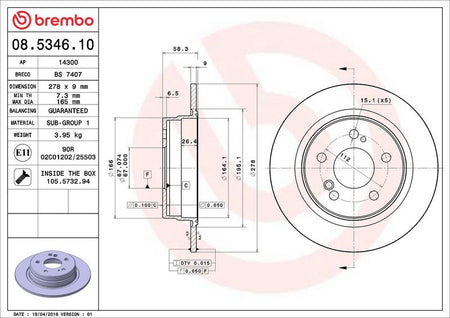 Brembo 08.5346.10 Brake Disc - 2