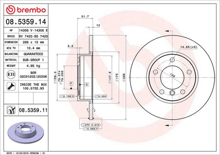 Brembo 08.5359.11 Brake Disc - 2