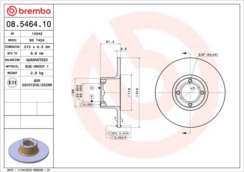 Brembo 08.5464.10 Brake Disc - 2