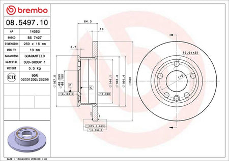 Brembo 08.5497.10 Brake Disc - 2