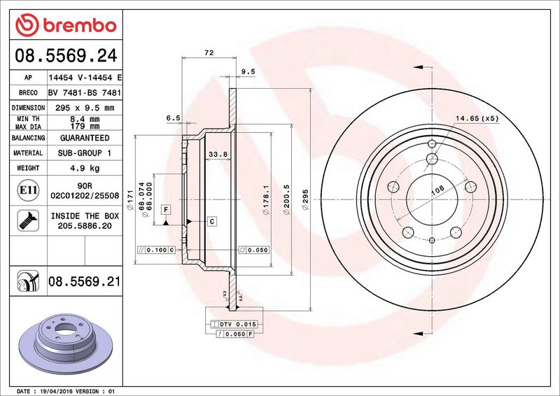 Brembo 08.5569.21 Brake Disc - 2