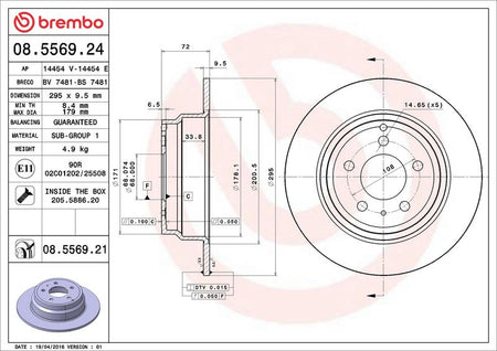 Brembo 08.5569.21 Brake Disc - 2