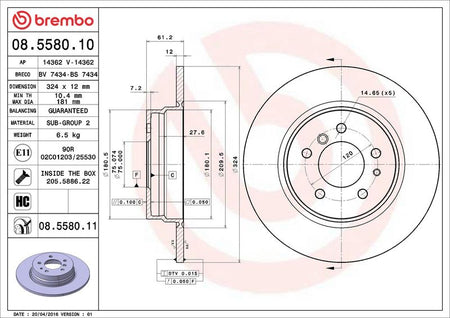 Brembo 08.5580.11 Brake Disc - 2