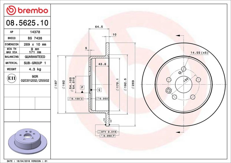 Brembo 08.5625.10 Brake Disc - 2