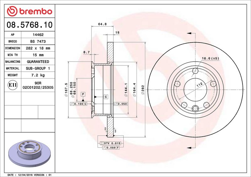 Brembo 08.5768.10 Brake Disc - 2
