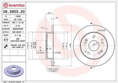 Brembo 08.5803.30 Brake Disc - 2