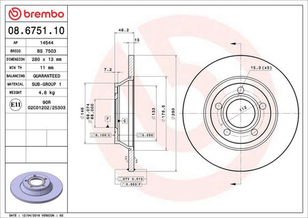 Brembo 08.6751.10 Brake Disc - 2