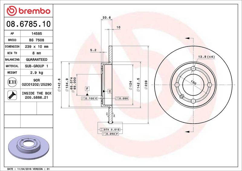 Brembo 08.6785.10 Brake Disc - 2