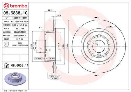 Brembo 08.6838.11 Brake Disc - 2