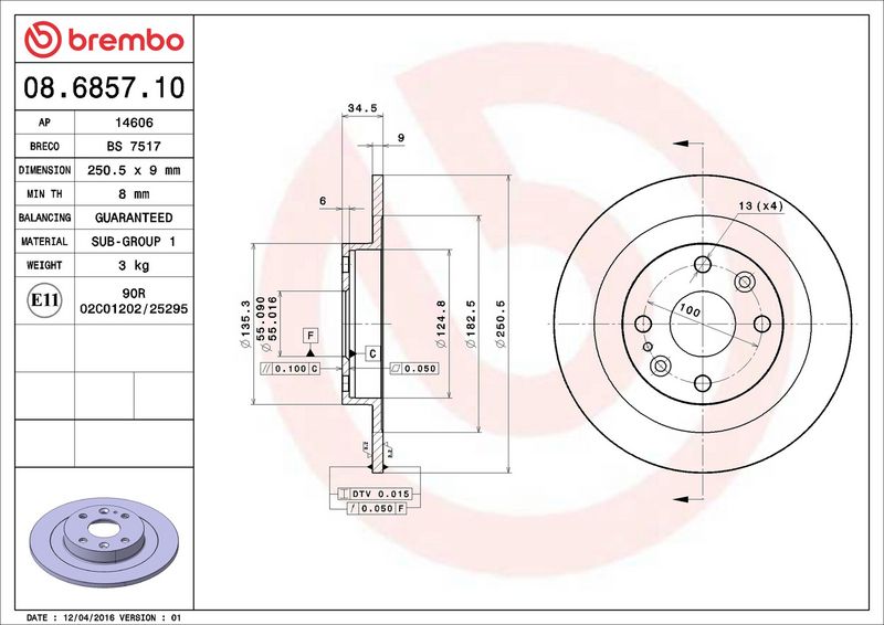 Brembo 08.6857.10 Brake Disc - 2