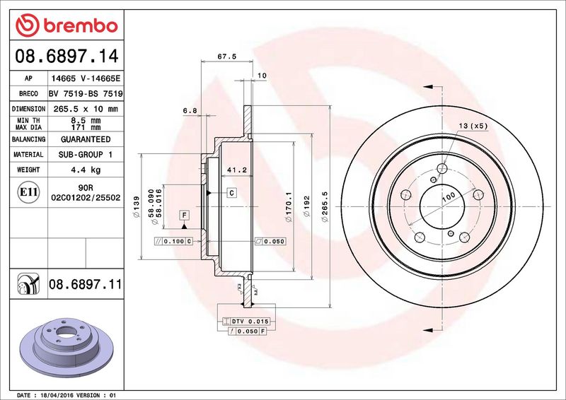 Brembo 08.6897.11 Brake Disc - 2
