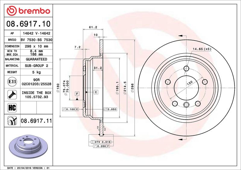 Brembo 08.6917.11 Brake Disc - 2