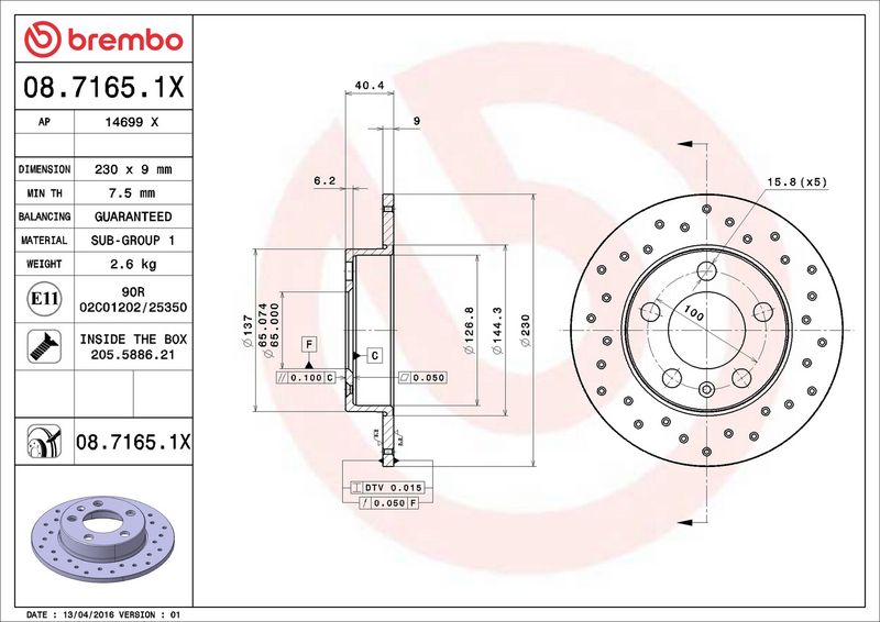 Brembo 08.7165.1X Brake Disc - 2