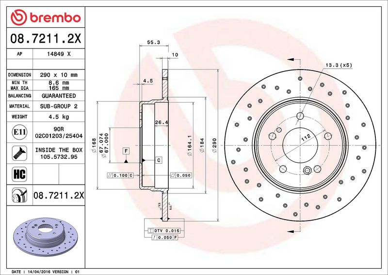 Brembo 08.7211.2X Brake Disc - 2