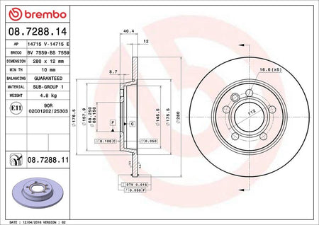 Brembo 08.7288.11 Brake Disc - 2