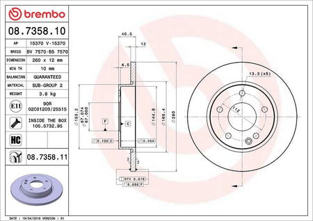 Brembo 08.7358.11 Brake Disc - 2