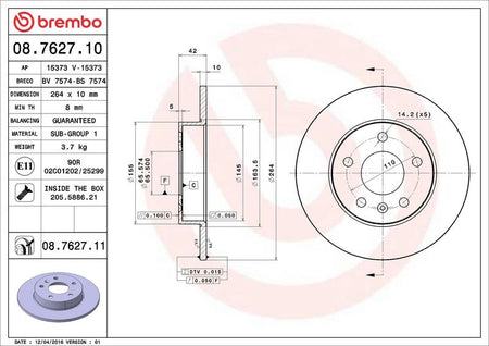Brembo 08.7627.11 Brake Disc - 2