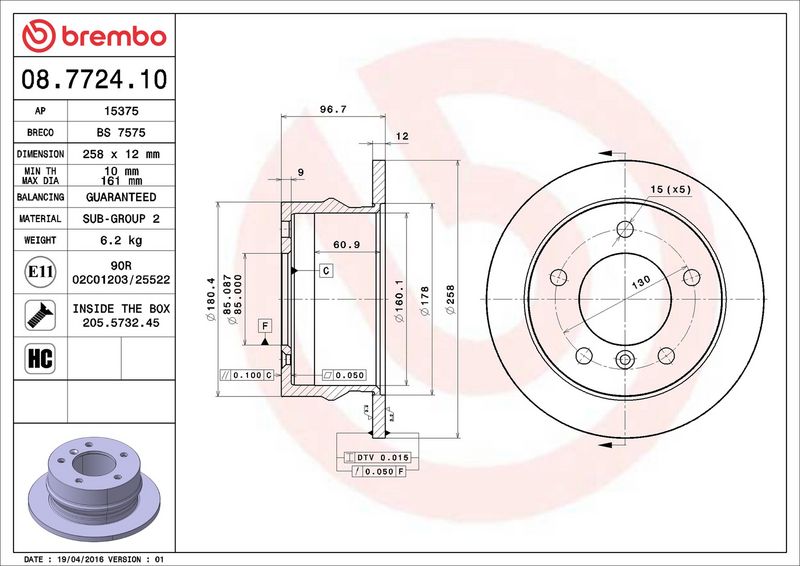 Brembo 08.7724.10 Brake Disc - 2