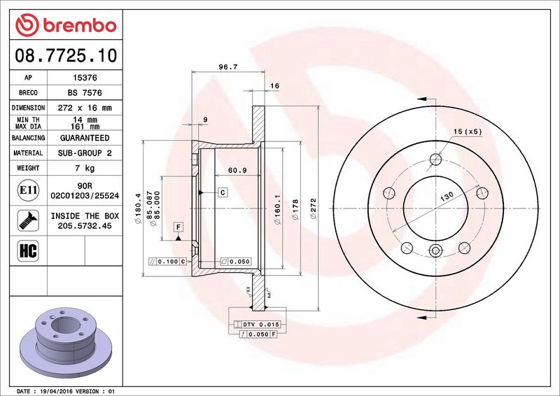 Brembo 08.7725.10 Brake Disc - 2