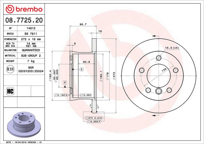 Brembo 08.7725.20 Brake Disc - 2