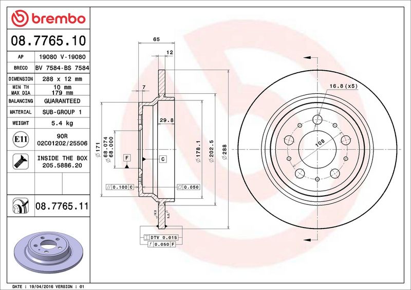 Brembo 08.7765.11 Brake Disc - 2