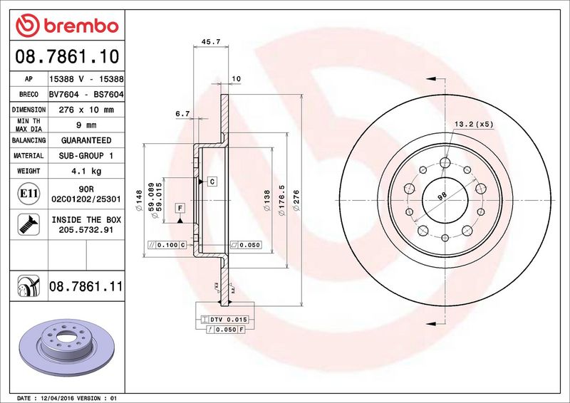 Brembo 08.7861.11 Brake Disc - 2