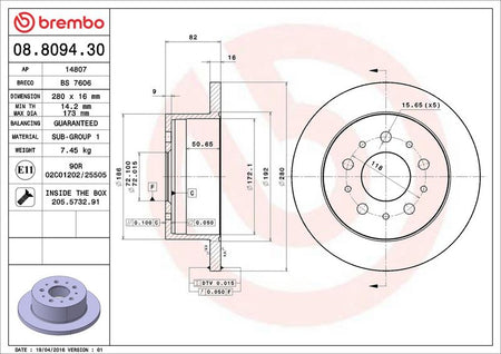 Brembo 08.8094.30 Brake Disc - 2