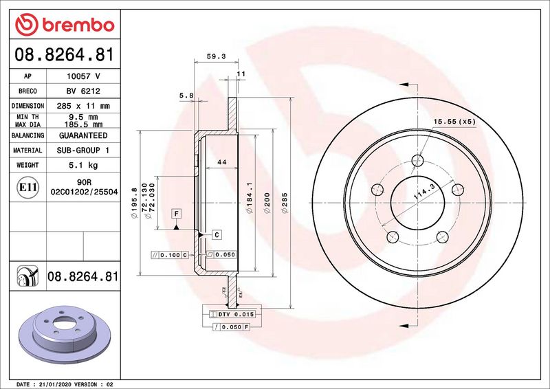 Brembo 08.8264.81 Brake Disc - 1
