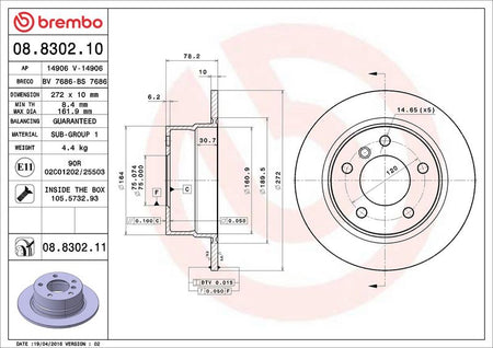 Brembo 08.8302.11 Brake Disc - 2