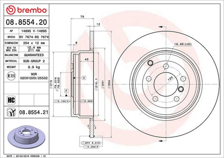 Brembo 08.8554.21 Brake Disc - 2
