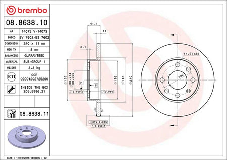 Brembo 08.8638.11 Brake Disc - 2