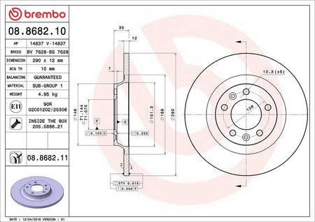 Brembo 08.8682.11 Brake Disc - 2
