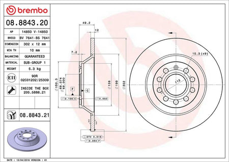 Brembo 08.8843.21 Brake Disc - 2