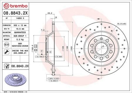 Brembo 08.8843.2X Brake Disc - 2