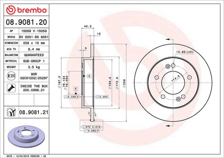 Brembo 08.9081.21 Brake Disc - 2