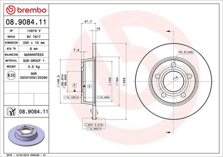 Brembo 08.9084.11 Brake Disc - 2
